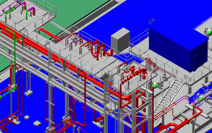 Slide from 3D PDMS Model - Okoloma Gas Plant  Pipe train showing Relief Valve Platform