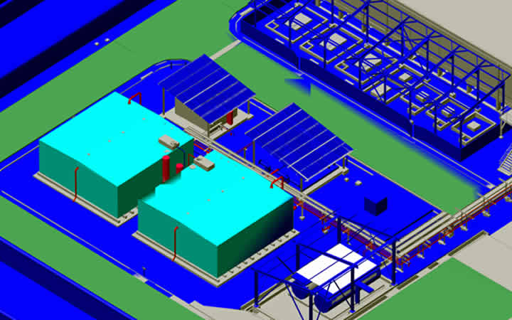 Slide from 3D PDMS Model - Fire water system tank and Pumps
